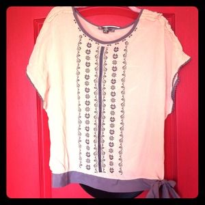 Dressy blouse, gray trim