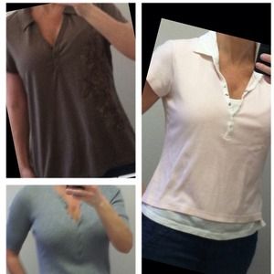 3 tops one pink one brown and one grey