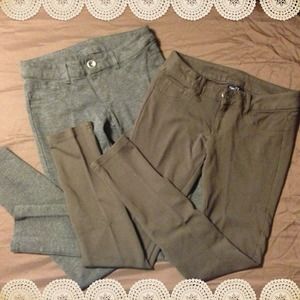 Bundle:2 stretchy skinny pants in charcoal & brown