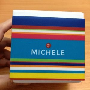 Michele Tahitian White Silicon Watch, Rose Gold