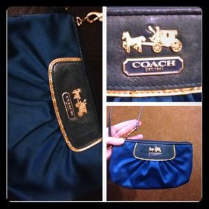 Blue COACH wristlet