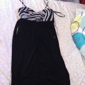 Zebra bandeau black dress
