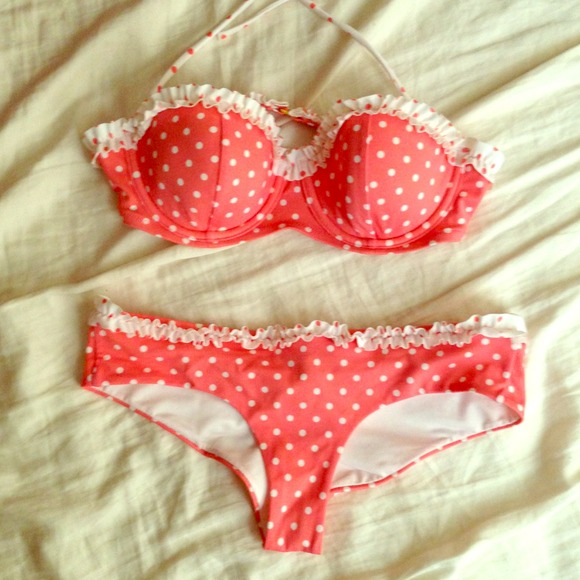 Coral Polka Dot Swimsuit