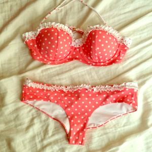 Coral Polka Dot Swimsuit