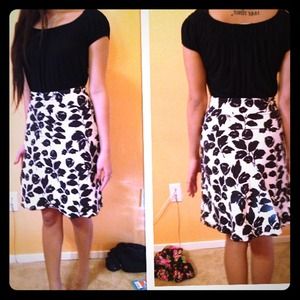 Black and white floral skirt