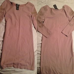 Bebe Dress Nude/Gold Embellishments