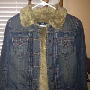 Gap jean and fur jacket