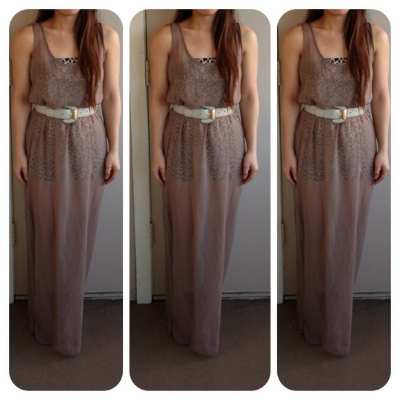 Taupe sheer dress & cheetah romper bundle.