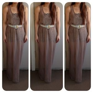 Taupe sheer dress & cheetah romper bundle.