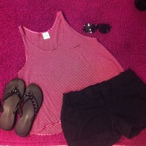 Victoria's Secret Pink/Black Striped Tank Top