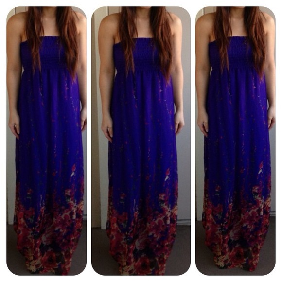 Purple floral maxi dress by Forever 21.