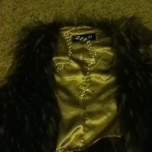 TRADED~ necklace and fur vest :)