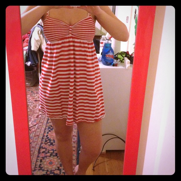 Red & white striped dress