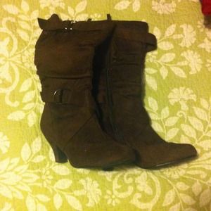 Brown suede boots