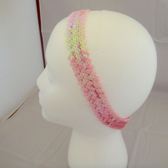 Stretchy Light Pink Sequin Fitted Headband