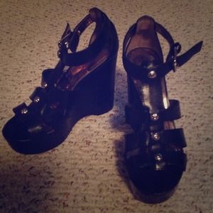 Michael Kors Black Wedge Sandals
