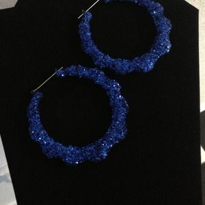 💥Sold. Bundle jayvljay💥Blue glitter bamboo hoops