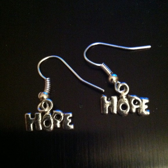 SOLD!! Silver HOPE earrings