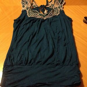 BUNDLE Teal top w/ lace & purple dress @femmegris