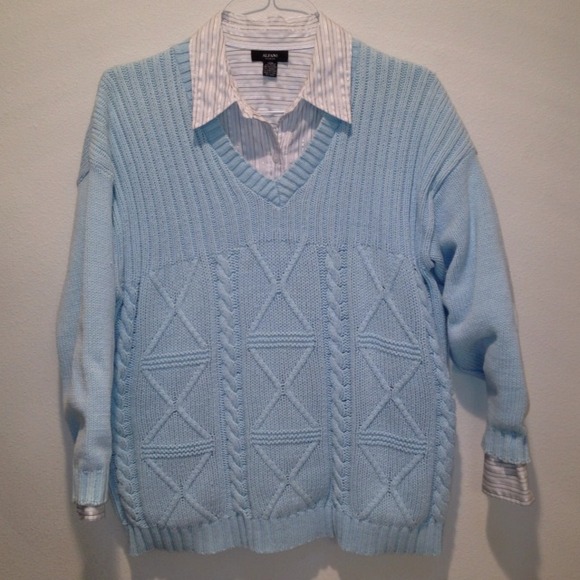 Soft powder blue cotton sweater - Picture 2 of 3