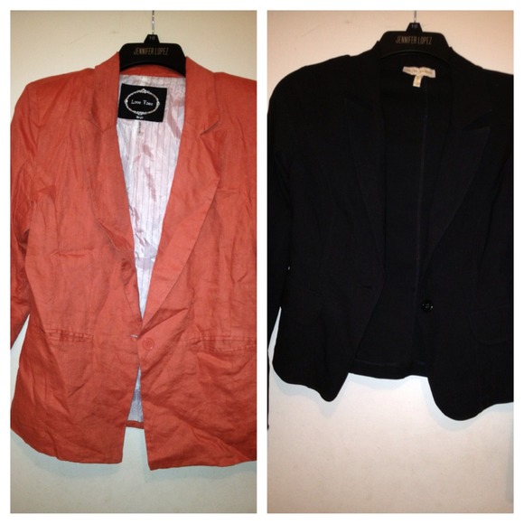 Coral and black blazers. Two for $35 or on for $20