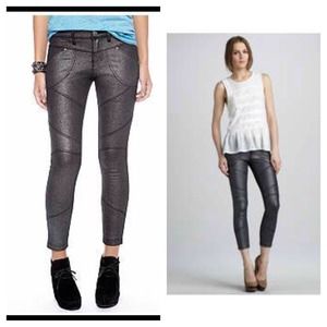 Free People Silver Metallic Skinny Pants