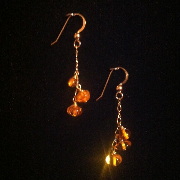 4❌Redc'd❌Auth amber and 14kt gold filled ear hooks