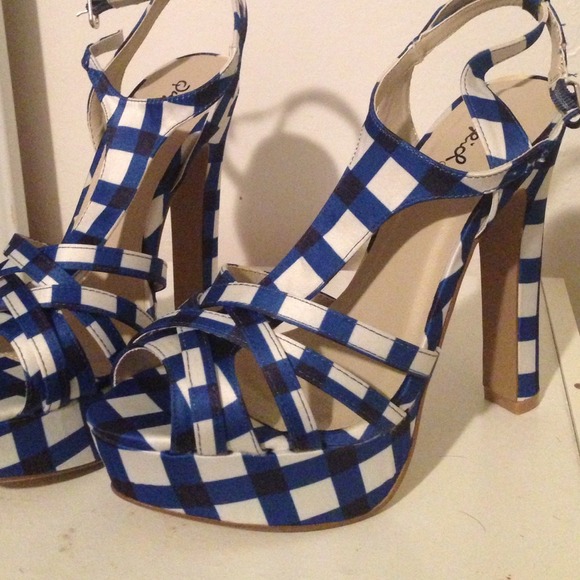Blue checkered heels