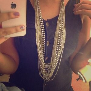 Long silver statement necklace