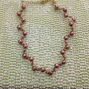 Brass color pearl neclace