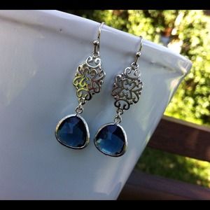 Montana Blue Crystal Rhodium Plated Earrings