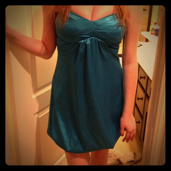 Aquamarine silk bubble dress