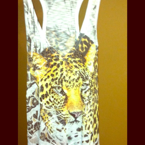 Sequined cheetah bling tank