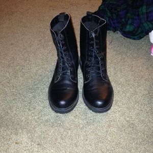 Black combat boots