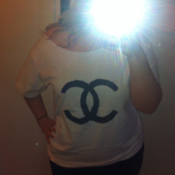Adorable chanel inspired off the shoulder shirt!