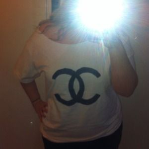 Adorable chanel inspired off the shoulder shirt!