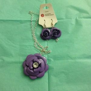 Lilac rose necklace and earrings.