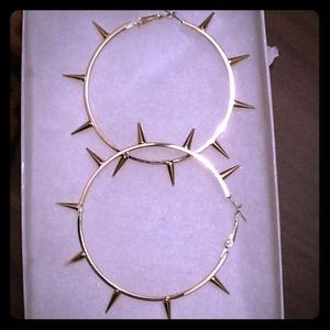 Gold Tone Spiked Hoops