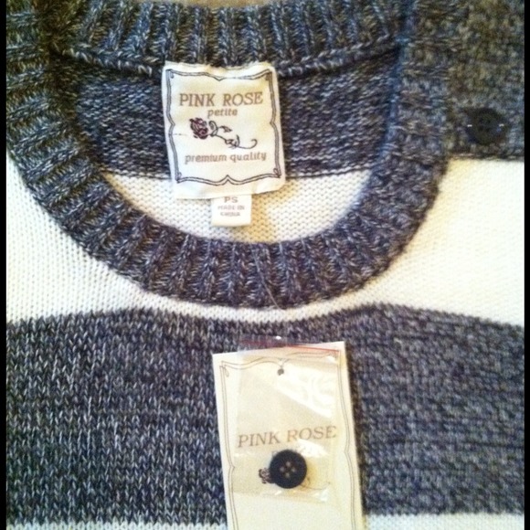 Grey and White Striped Sweater Dress - Picture 2 of 3