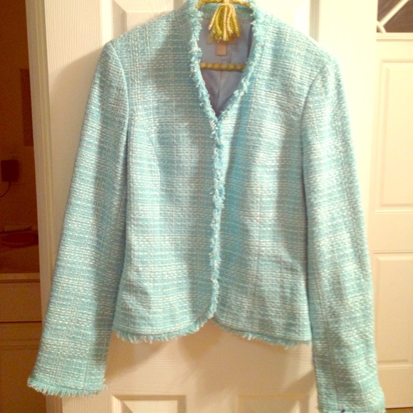 Nordstrom Studio 121 Tweed Blazer Sz S Turquoise