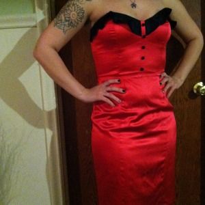 Betsy Johnson red silk dress.