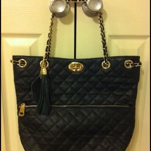 Black quilted Italian leather handbag