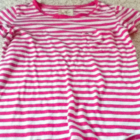 Pink/white striped hollister tee