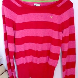 American eagle striped red and pink sweater