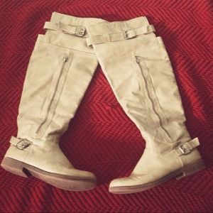 Madden Girl Tall Camel Boots with Buckles&Zippers