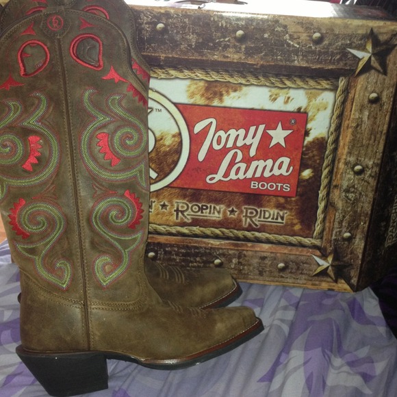 Tony Lama square toes riding boots