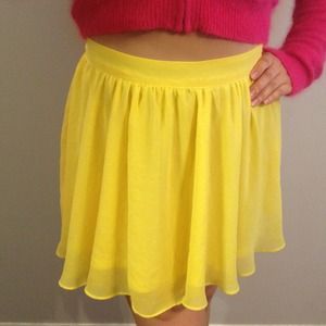 Bright Yellow Miniskirt Sheer layered Forever21