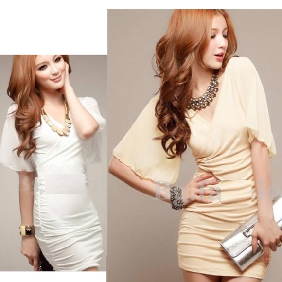 Sold Sexy V-Neck Chiffon Sleeve Cocktail Dress