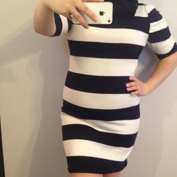 Striped sweater dress. Very comfy!