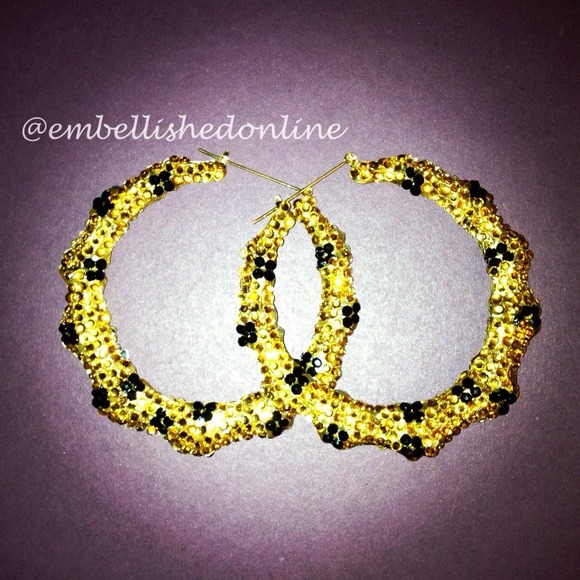 leopard print bamboo hoop earrings